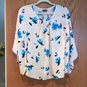 Multi-colored (mainly baby pink) blouse